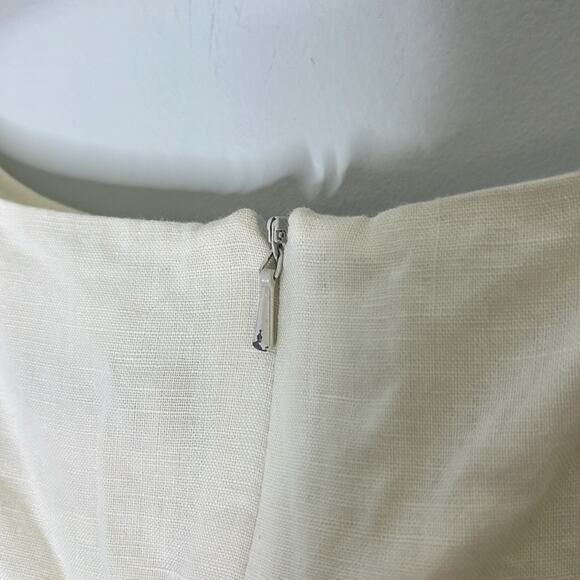 COLDWATER CREEK Cream White / Black Floral Embroidered Linen Blend Dress Size 14 - Picture 7 of 7